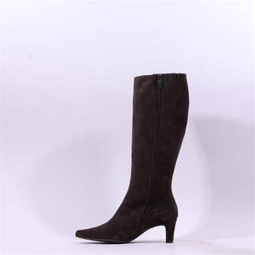 Paul Green Mid Heel Pointed Long Boot - Mocca Suede